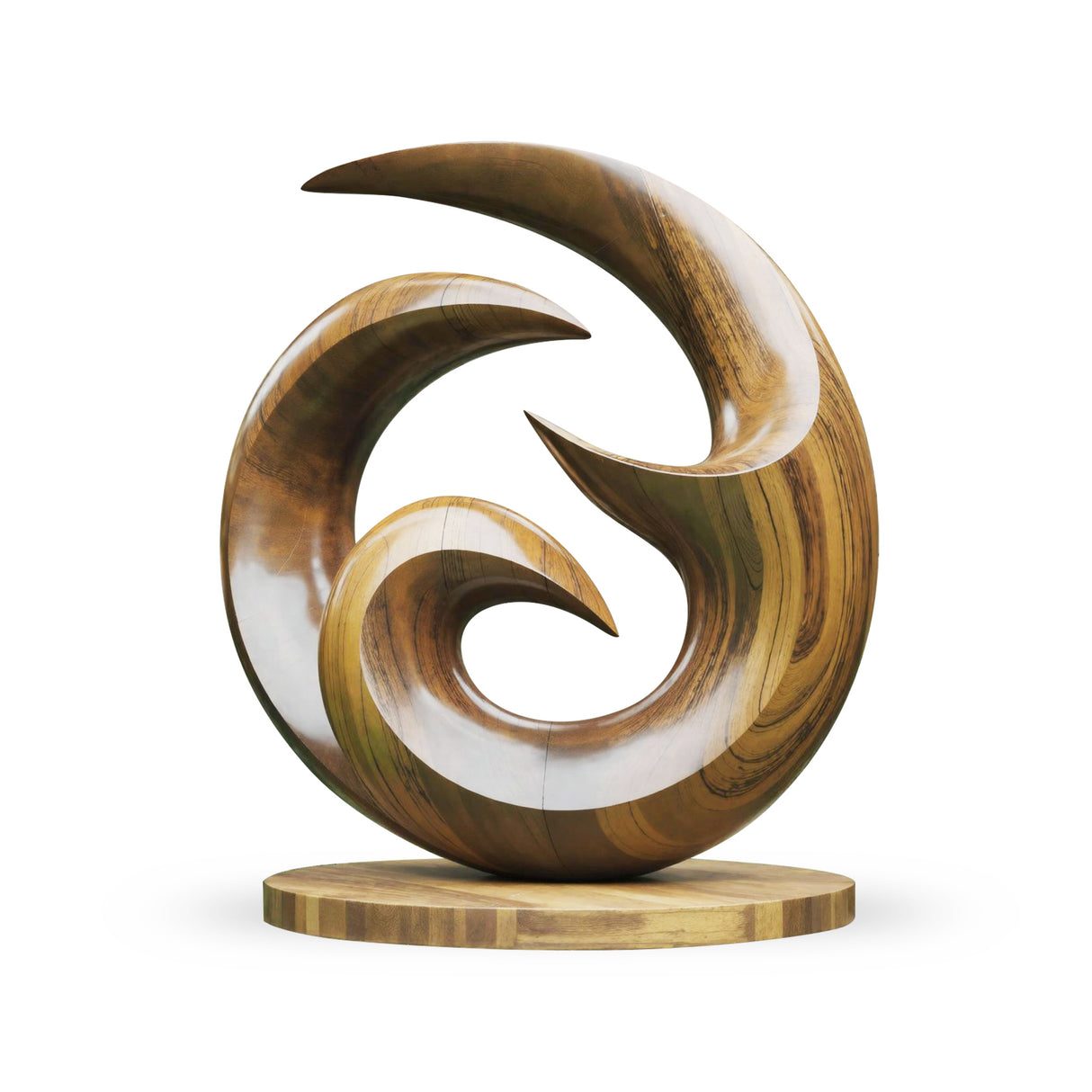 Farmhouse Abstract Wooden Sculpture For Living Room