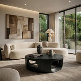 Contemporary Round Coffee Table With Open Cut Base For Living