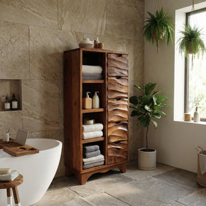 Contemporary Bathroom Cabinet With Open Shelves And Drawers For Spa
