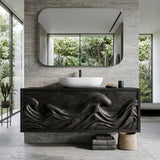 Contemporary Ocean Wave Wooden Bathroom Vanity For Luxury Bathroom