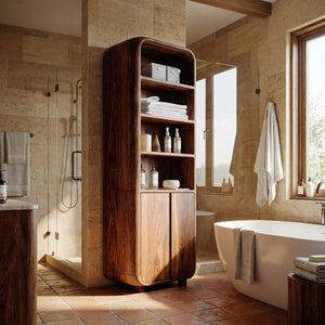Modern Bathroom Cabinet With Rounded Edges For Spa Decor