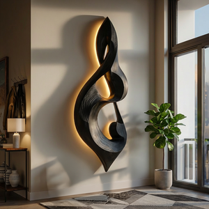 Modern Wood Wall Art Musical Note Form For Living Room
