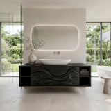 Modern Wave Carved Floating Bathroom Vanity For Designer Bathroom