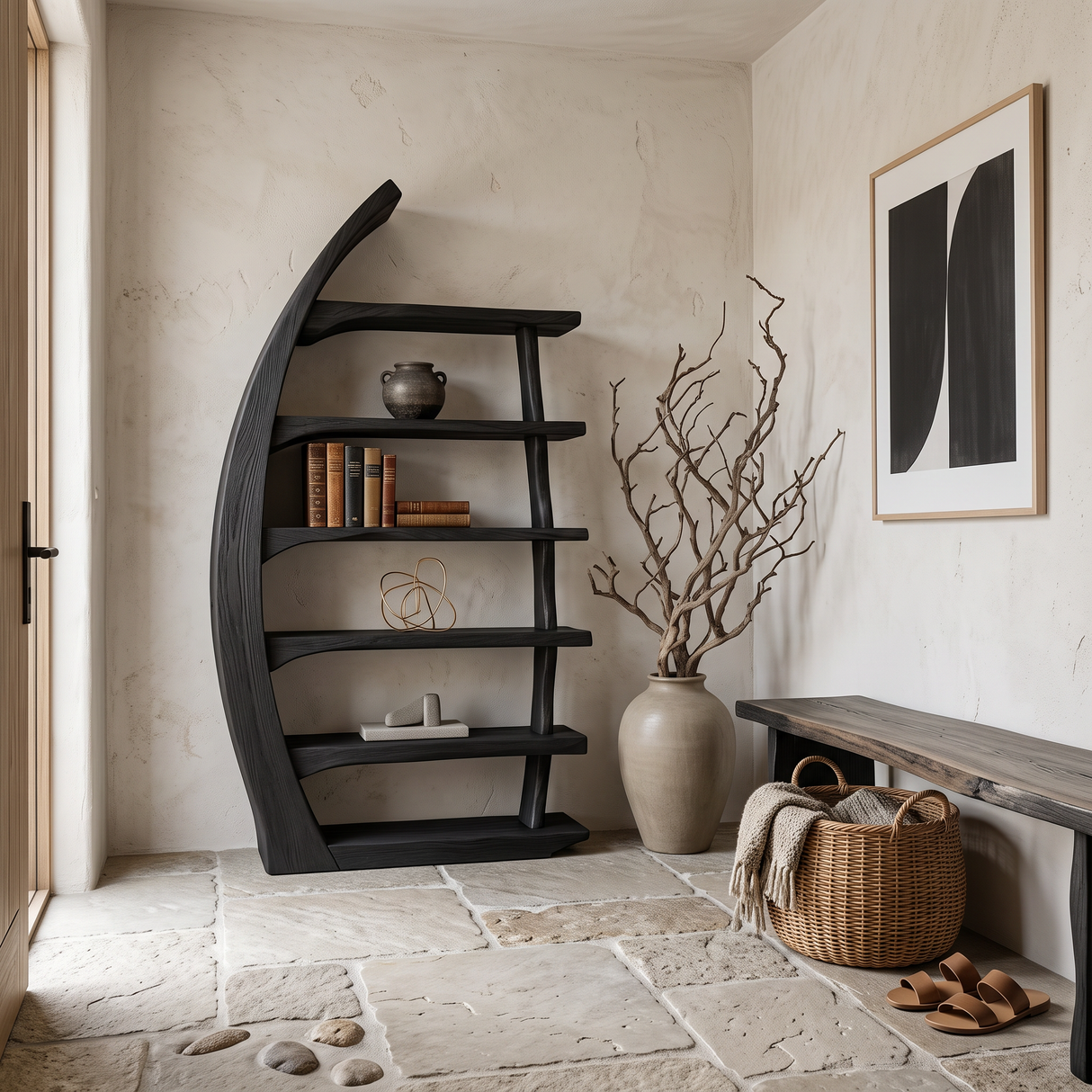 Modern Bookshelf Open Display Storage For Contemporary Living Room