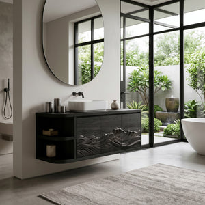 Contemporary Mountain Carved Floating Bathroom Vanity For Bathroom