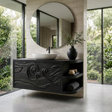 Contemporary Bathroom Vanity With Integrated 3-Tier Side Shelf For Bathroom