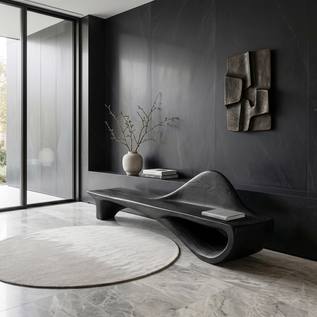 Luxury Curved Backrest Bench For Hallway