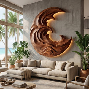 Organic Modern Wood Wave Wall Art For Living Room