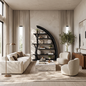Modern Asymmetrical Tree Bookshelf Open For Contemporary Interior