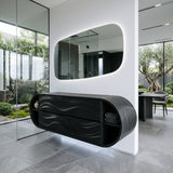 Luxury Wave Carved Bathroom Vanity With Open Storage For Bathroom