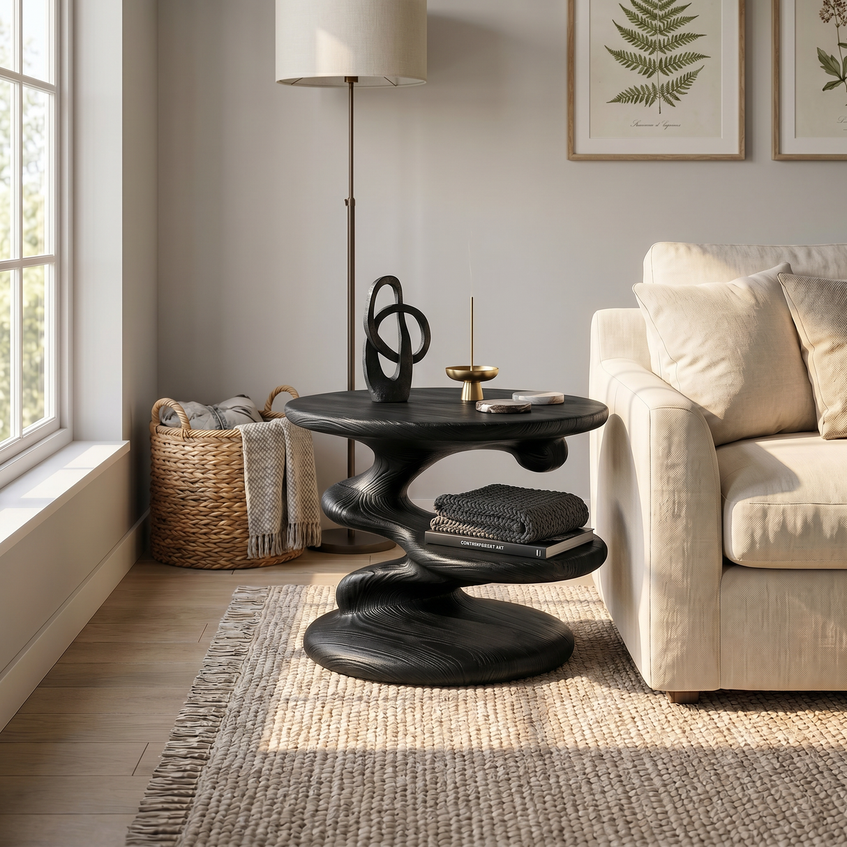 Minimalist Open Shelf Side Table Cozy Living Room
