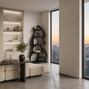 Modern Wooden Freeform Bookcase For Living Room Decor