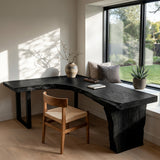 Organic Wooden L Desk With Live Edges For Minimalist Workspace