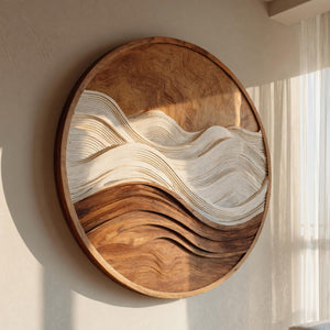 Organic Round Wooden Seascape Wall Art For Living Room
