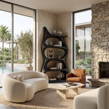 Modern Bookcase With Rounded Shelves For Reading Nook
