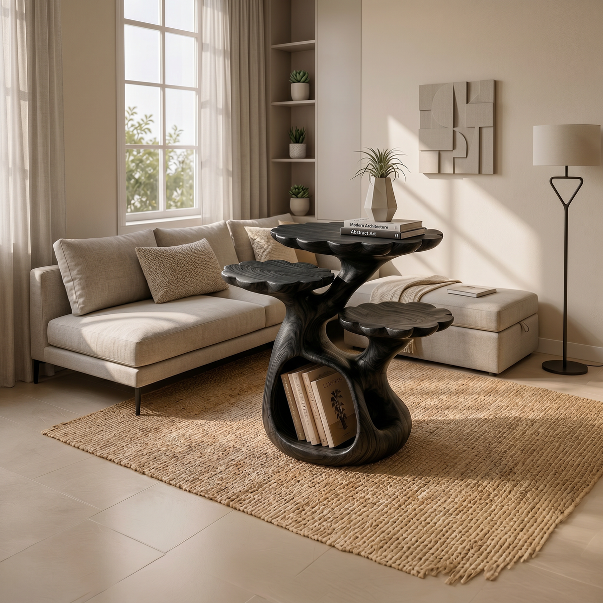 Organic Floral Top Side Table Garden Villa