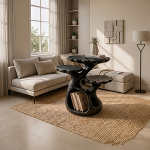 Organic Floral Top Side Table Garden Villa