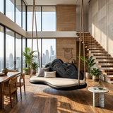 Contemporary Organic Back Indoor Swing Resort Lounge Interior