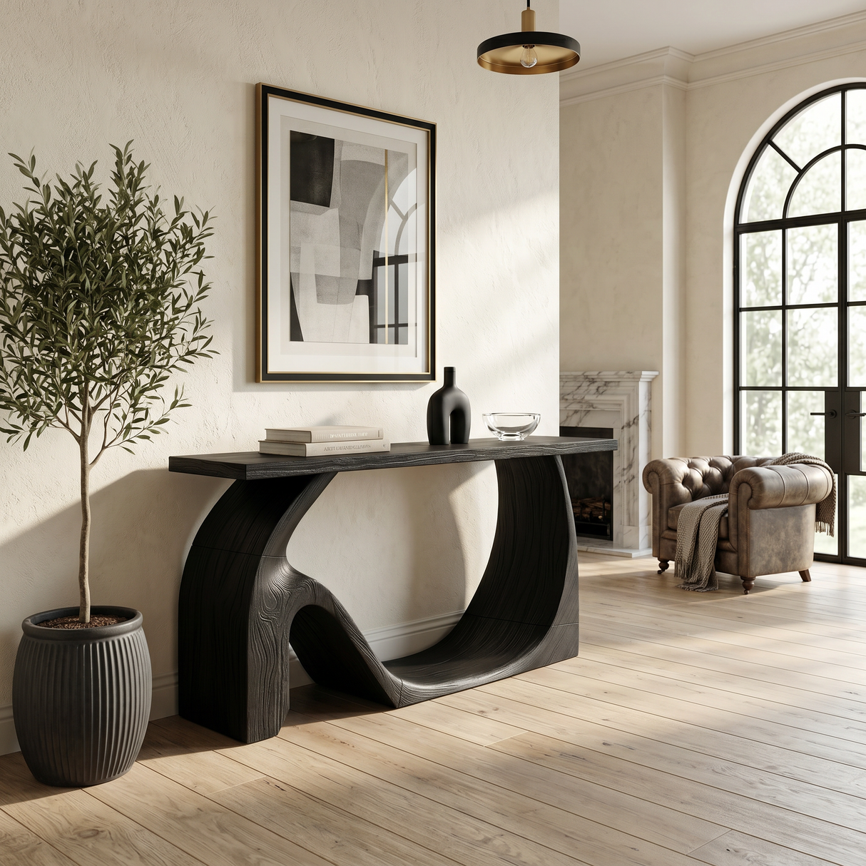 Modern Live Edge Console Table Artistic Solid Wood For Entryway Decor