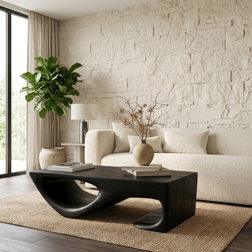 Minimal Curved Coffee Table For Living Room