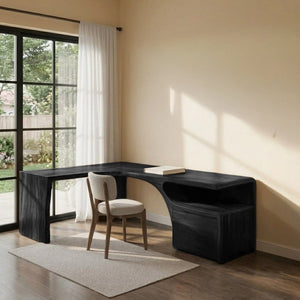Minimalist Natural Wood L-Shaped Desk For Study Room
