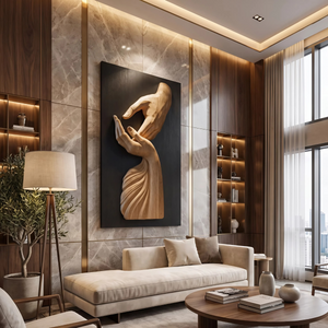 Mid Century 3D Wood Wall Art For Living Room Accent Decor