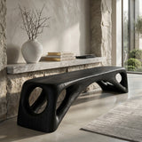 Organic Wooden Bench Hollow Design For Living Room