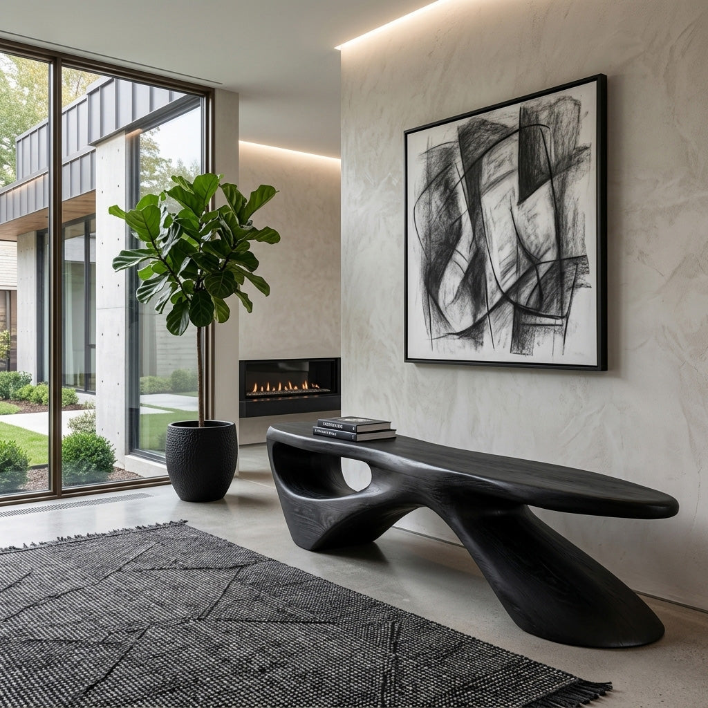 Sculptural Organic Bench For Entryway Or Living Room