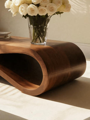 Modern Wave Coffee Table With Drawer For Living Room