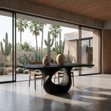 Modern Wooden Dining Table With Sculptural Base For Dining