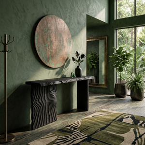 Contemporary Textured Edge Console Table For Open Foyer