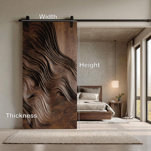 Modern Organic Wave Carved Sliding Door For Home Interior
