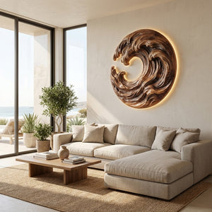 Organic Wooden Wave Wall Art For Wall Decor