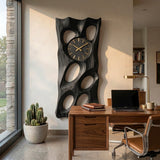 Wooden Wall Clock With Openwork Design For Living Room