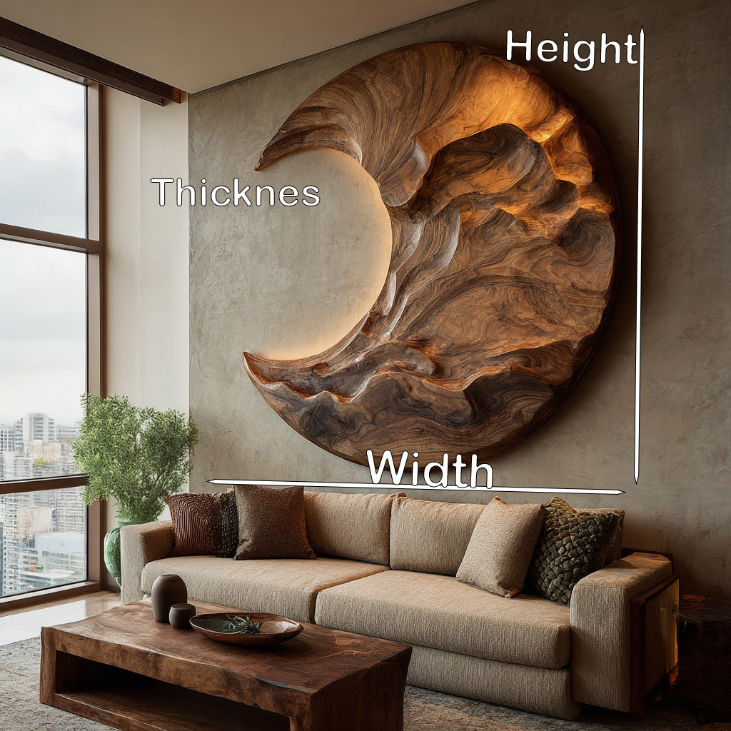 Contemporary Moon Wooden Wall Art For Living Room