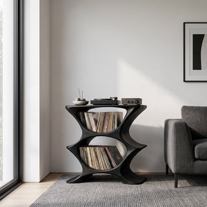 Contemporary Record Player Cabinet With 2-Tier Shelf For Living Room