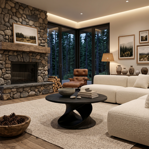 Round Coffee Table With Spiral Base For Contemporary Interior