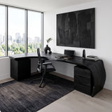 Minimalist Live Edge L Shaped Desk With Drawers For Workspace