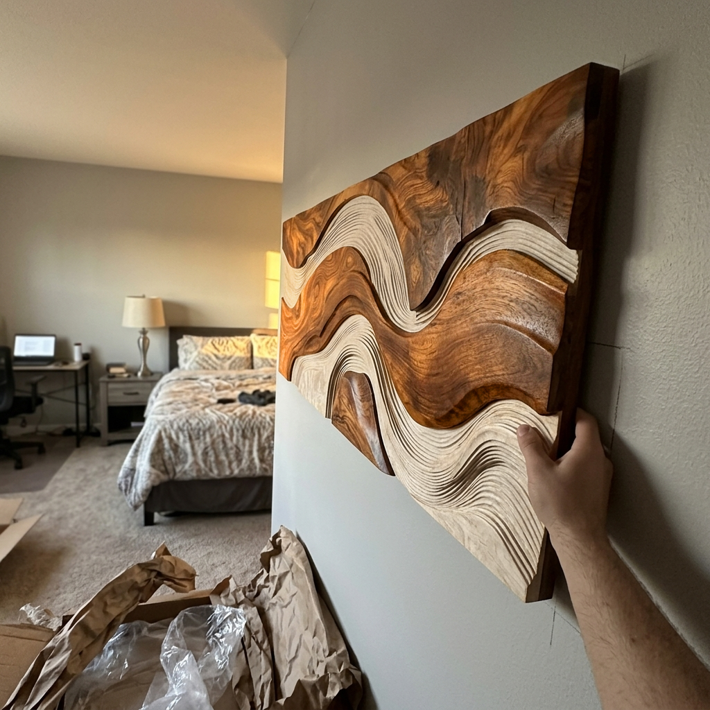 Contemporary Sculpture Wooden Wall Art For Living Room