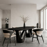 Organic Dining Table With W-shape Base For Dining Room