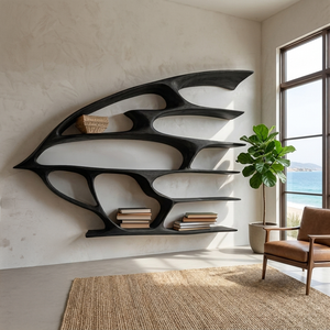 Artistic Wooden Wall Bookshelf For Living Room Decor