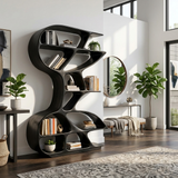 Wooden Bookshelf Unique Sculptural Design For Modern Living Room