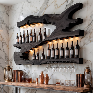 Mid Century Wine Holder For Kitchen Minimalist Shelf