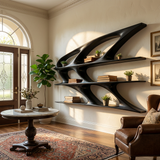 Organic Sculptural Wooden Bookshelf For Living Room Statement