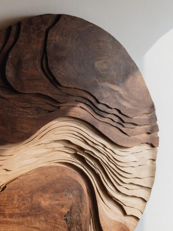 Round Sculptural Layered Wall Art For Living Room