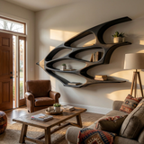 Organic Wooden Floating Bookshelf For Minimalist Home Decor