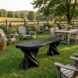 Contemporary Wooden Bench With Twisted Base For Home Living