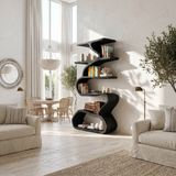 Organic Wooden Wall Bookshelf With Flowing Curves