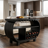 Modern Wooden Bar Cabinet With Glass Holder For Kitchen Island