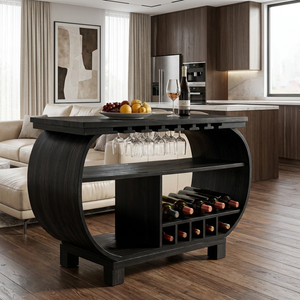 Modern Wooden Bar Cabinet With Glass Holder For Kitchen Island